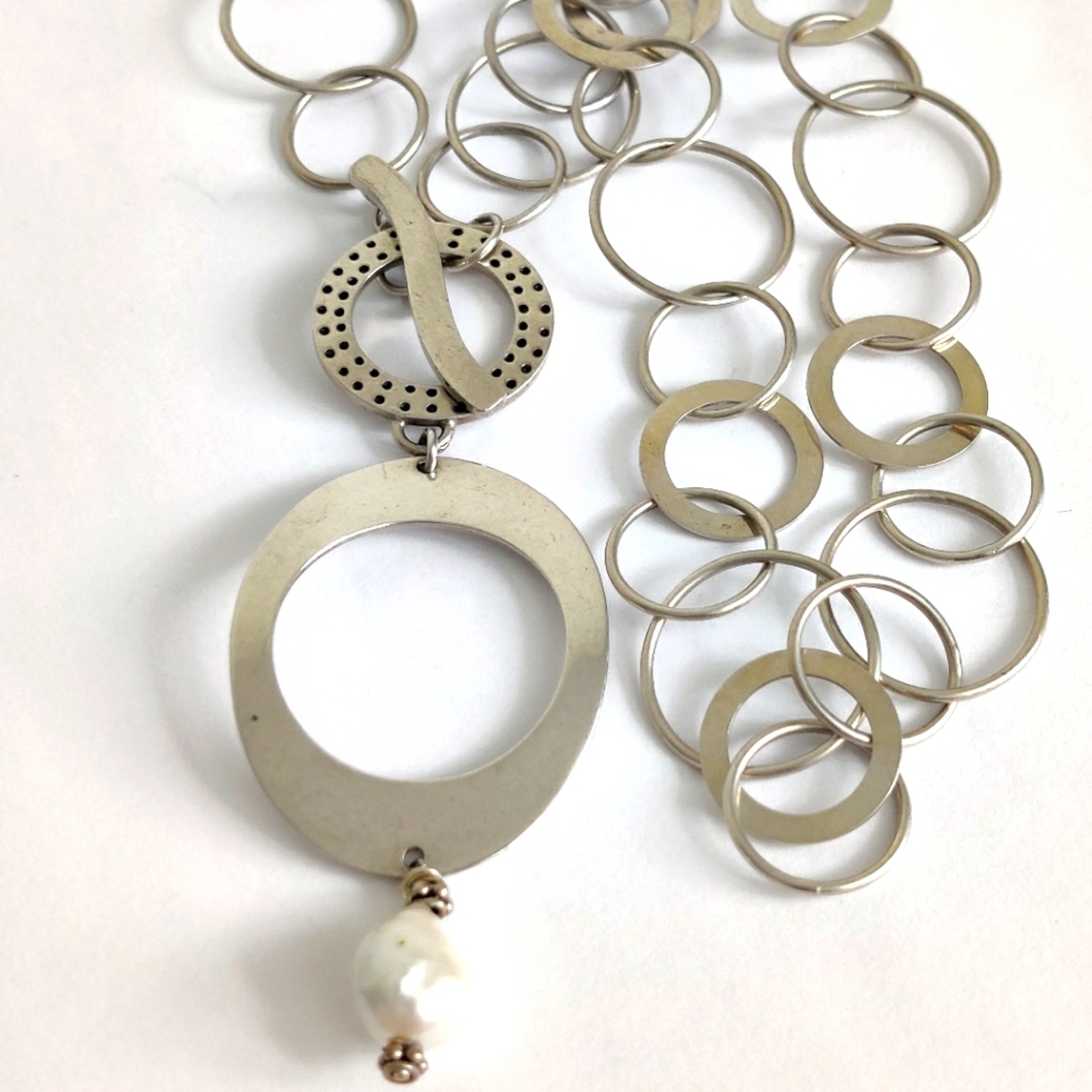Modernist Whimsical Eternity Circles Necklace